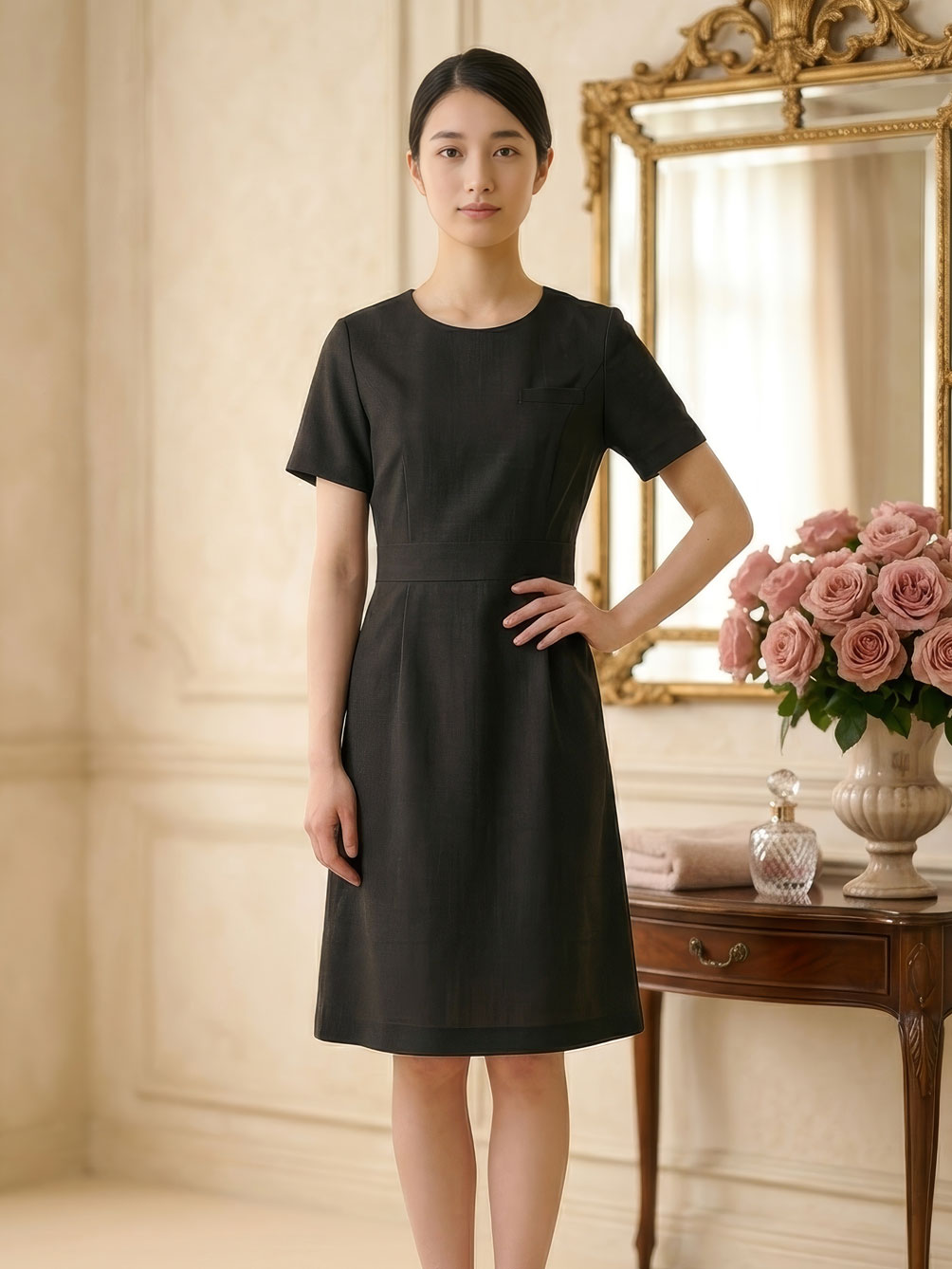 ELEFEE CLASSICAL FEMININE ワンピース E-3136-5 ブラック