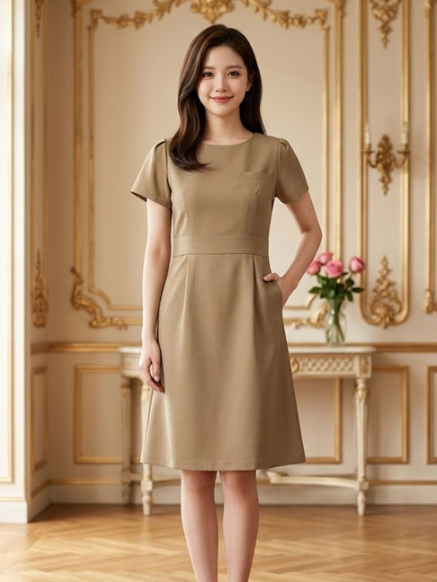 ELEFEE CLASSICAL FEMININE ワンピース E-3136-4 モカブラウン